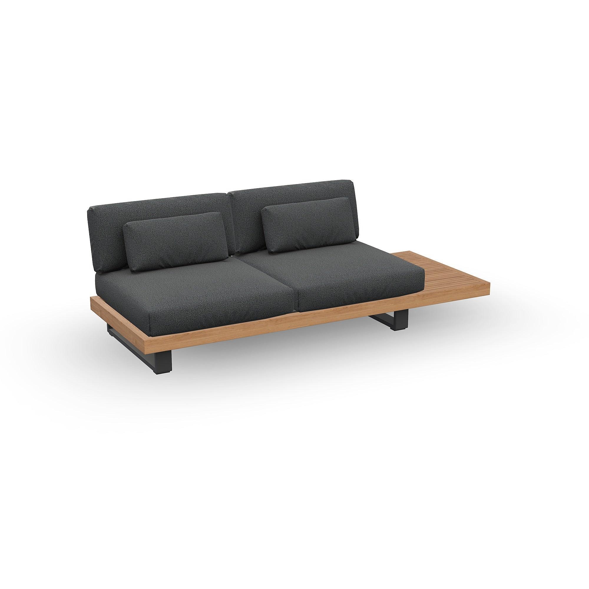 Truro | Loungemodule 2Seat, Bijzettafel aluminium antraciet mat glad naturel teakhout (excl. Kussens)