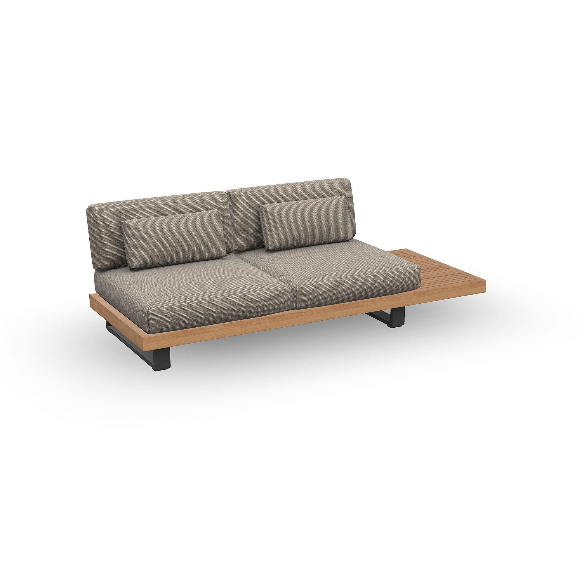 Truro | Loungemodule 2Seat, Bijzettafel aluminium antraciet mat glad naturel teakhout (excl. Kussens)