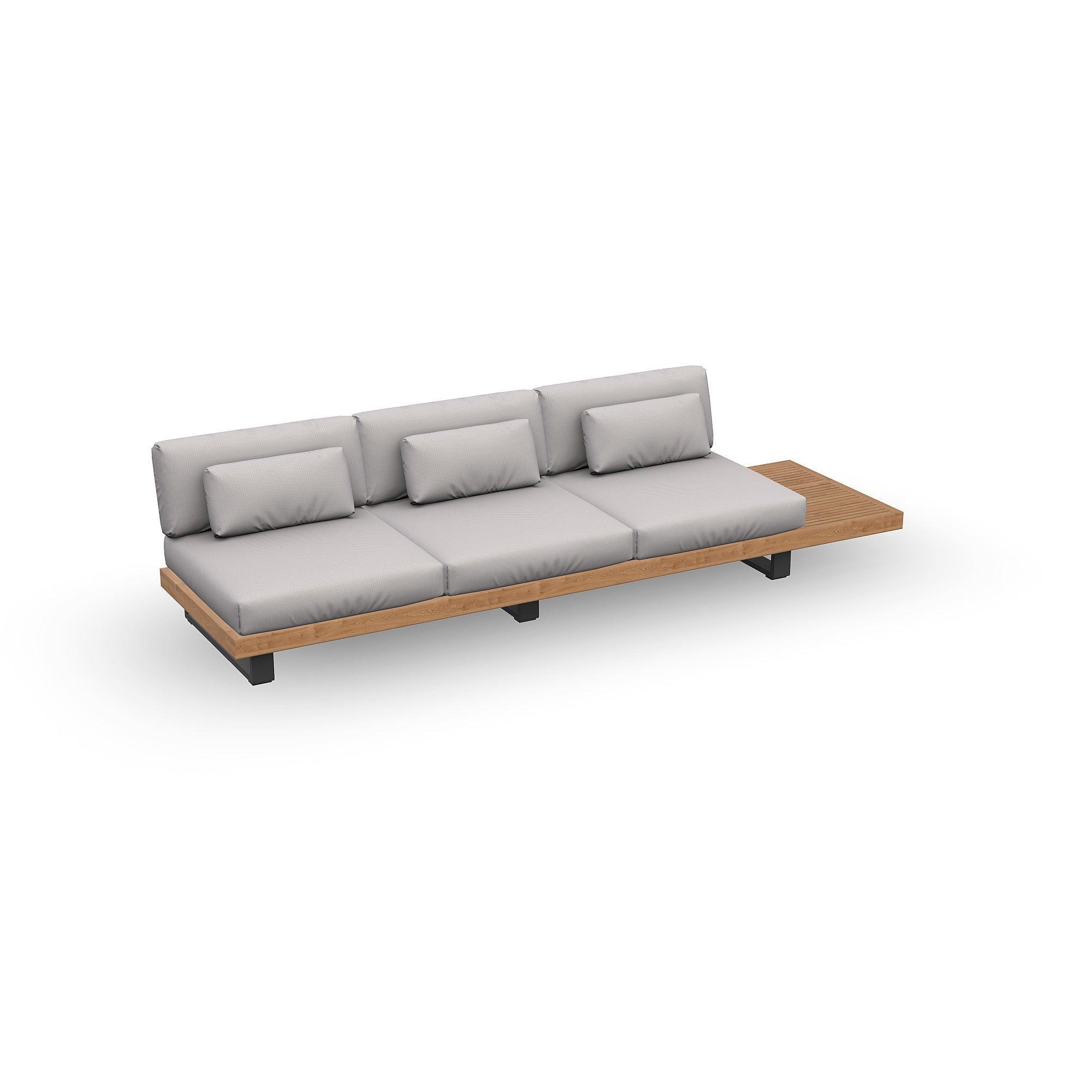 Truro | Loungemodule 3Seat, Bijzettafel aluminium antraciet mat glad naturel teakhout ( Excl. Kussens)