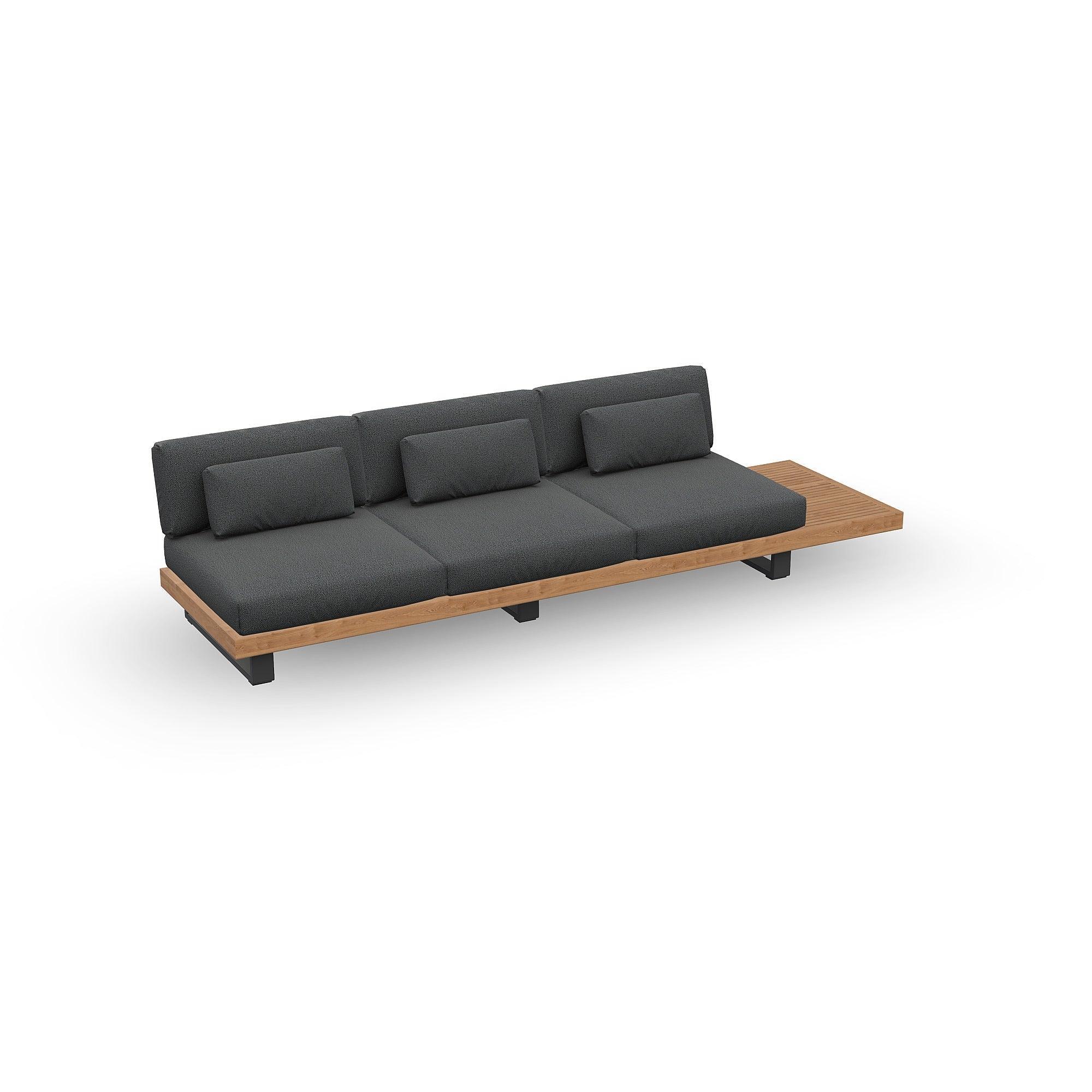 Truro | Loungemodule 3Seat, Bijzettafel aluminium antraciet mat glad naturel teakhout ( Excl. Kussens)