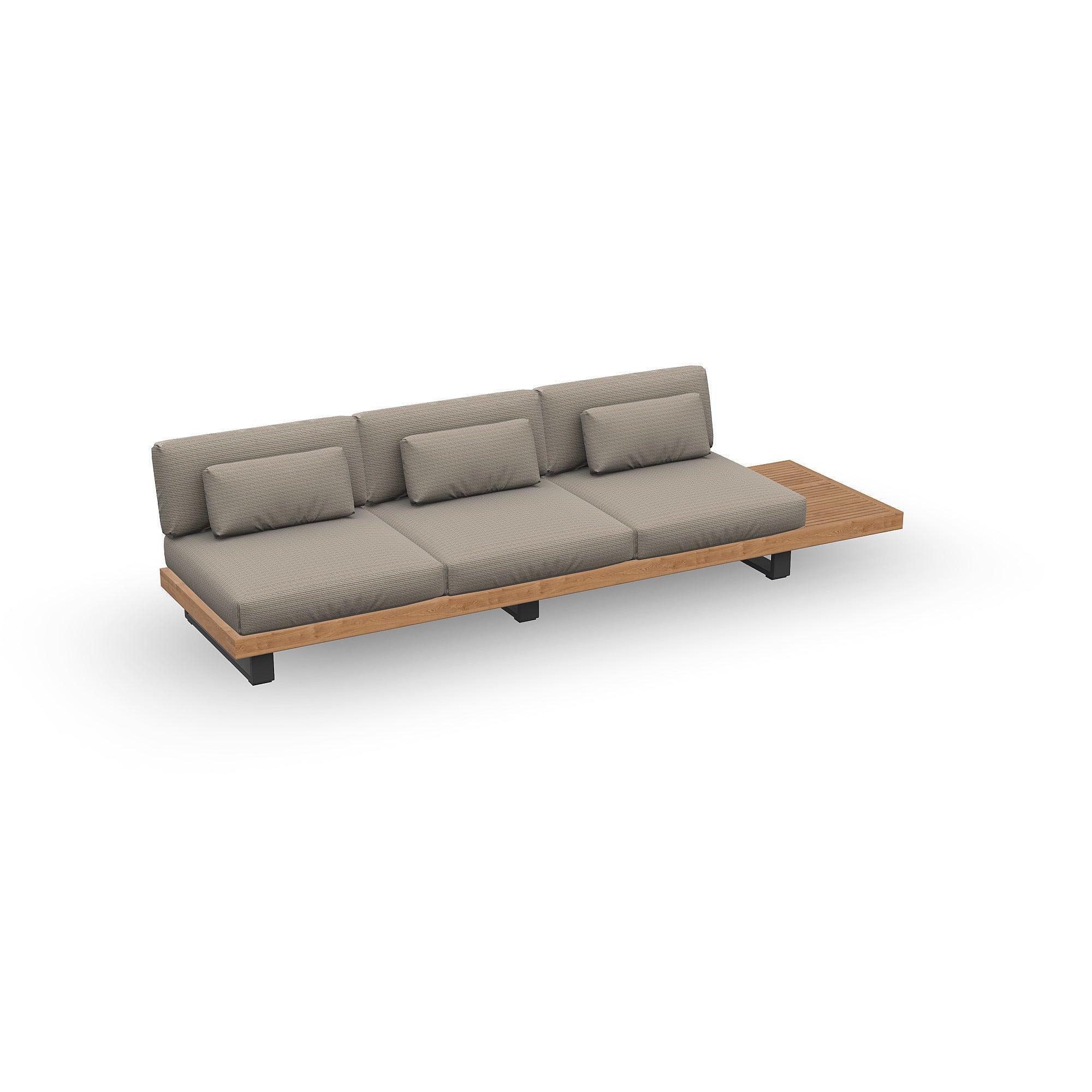 Truro | Loungemodule 3Seat, Bijzettafel aluminium antraciet mat glad naturel teakhout ( Excl. Kussens)