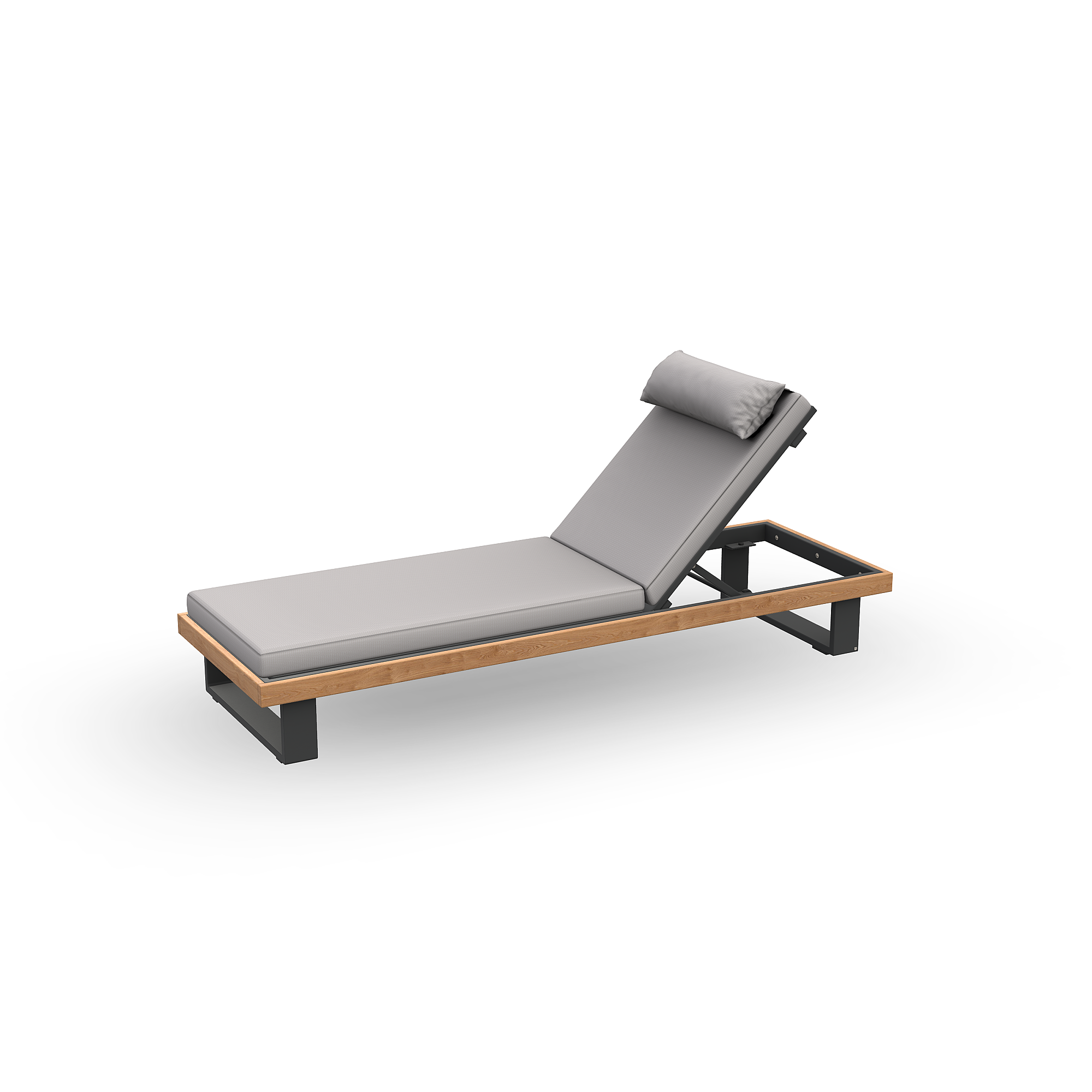 Truro | Ligbed aluminium antraciet mat  glad naturel teakhout (excl. Kussens)