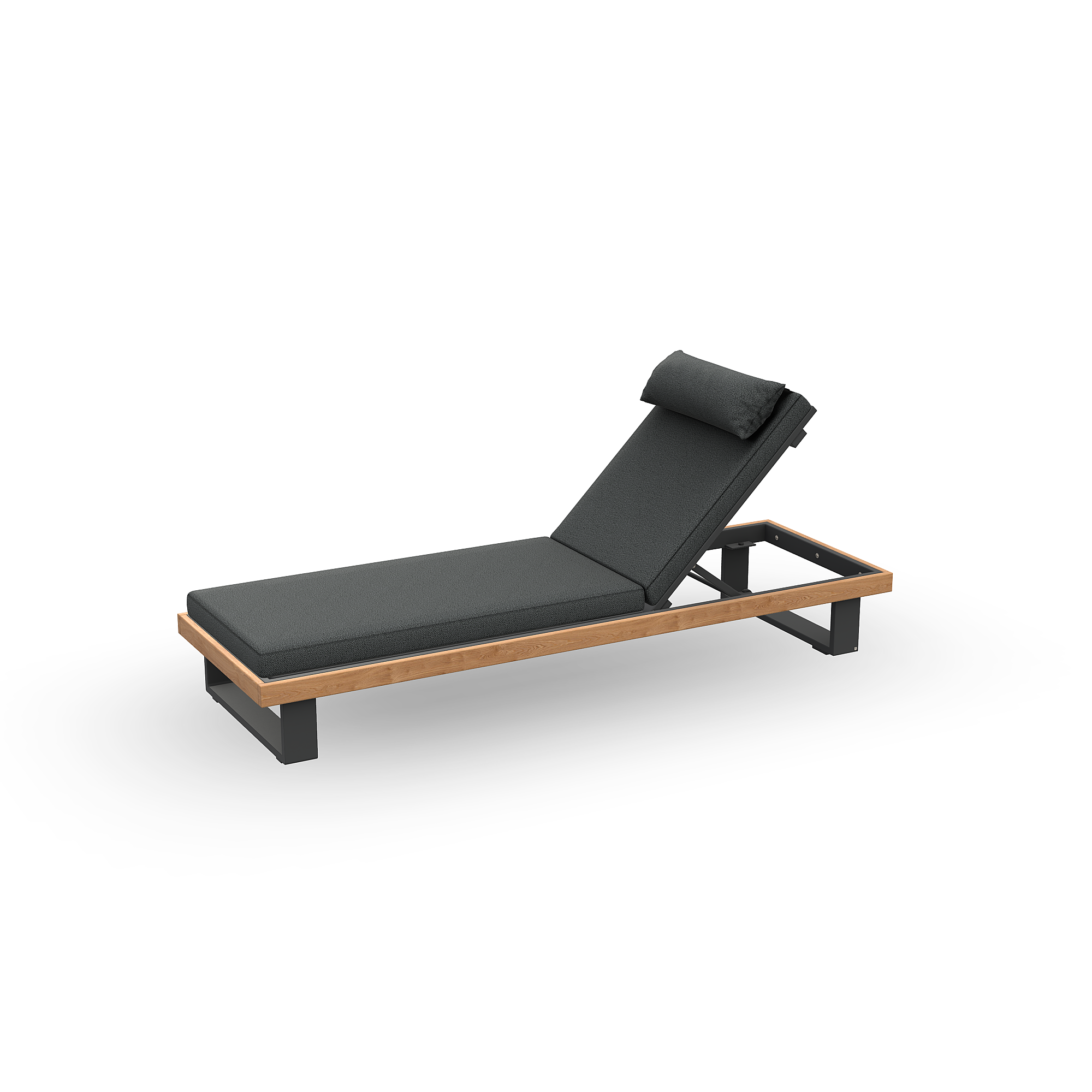 Truro | Ligbed aluminium antraciet mat  glad naturel teakhout (excl. Kussens)