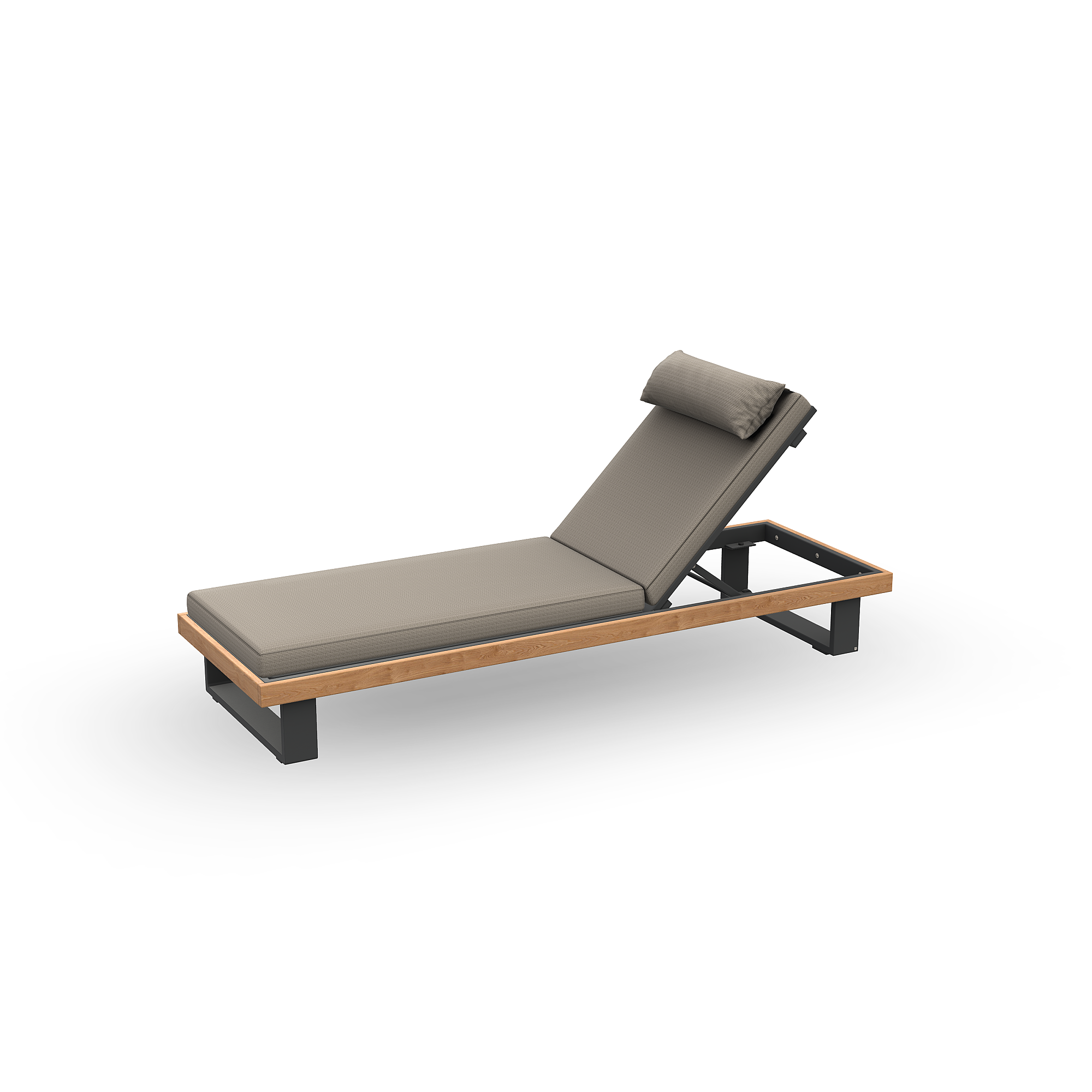 Truro | Ligbed aluminium antraciet mat  glad naturel teakhout (excl. Kussens)