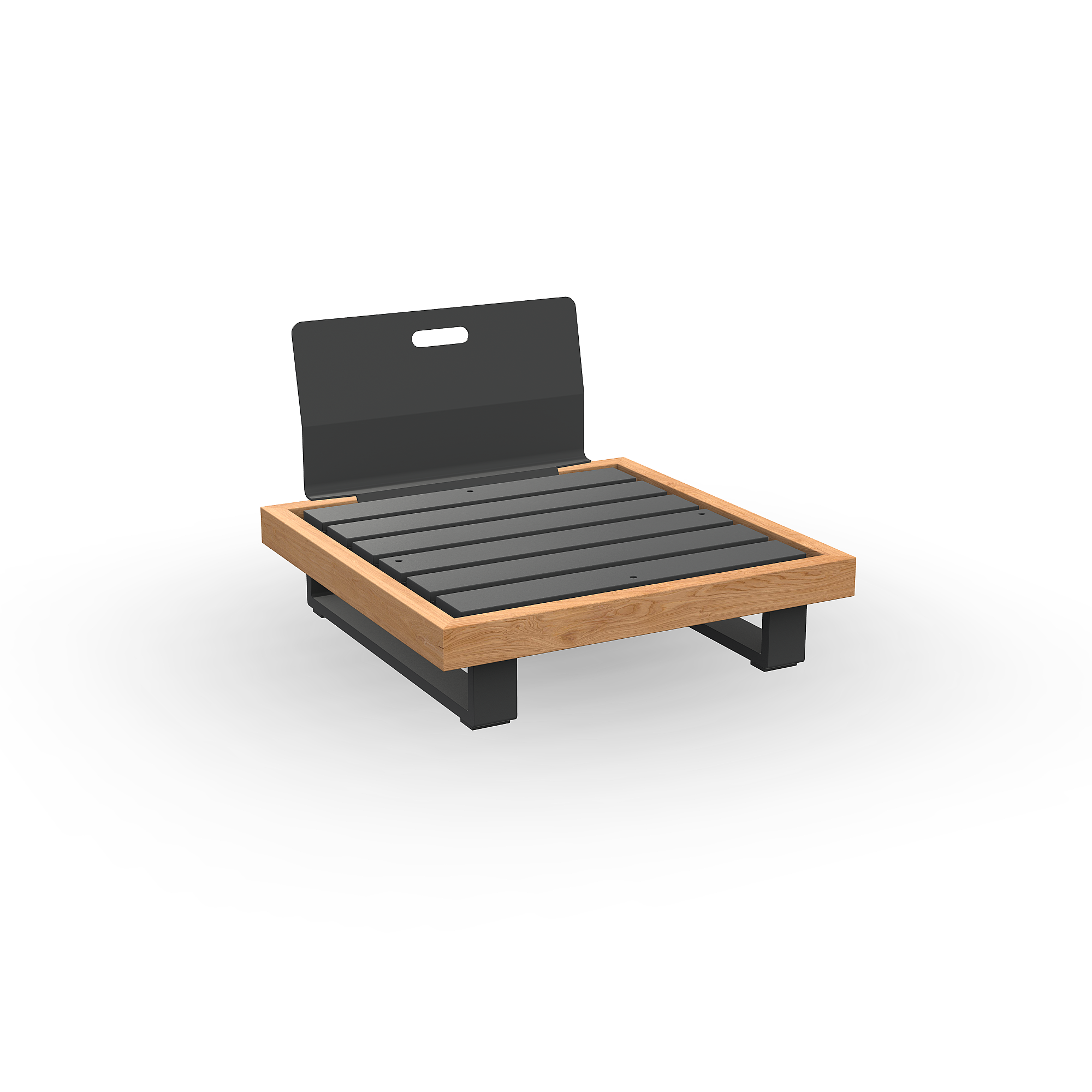Loungemodule 1Seat, Rugleuning aluminium antraciet mat glad naturel teakhout (excl. Kussens)