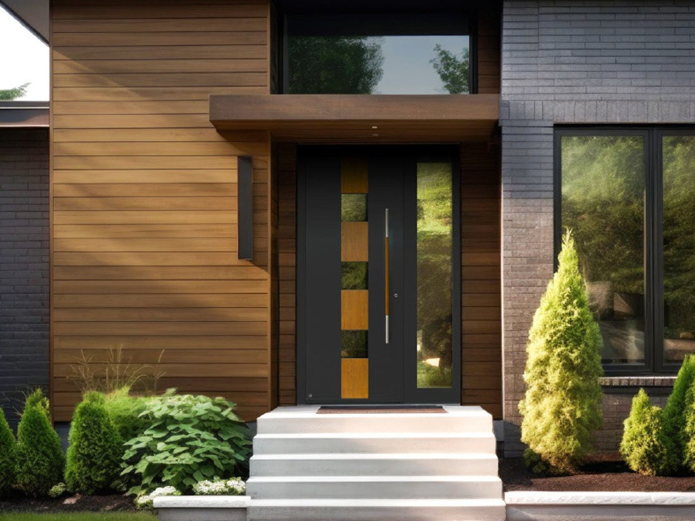 Aluminium voordeur met unieke combinatie van glas en hout in Sittard - Geleen Limburg