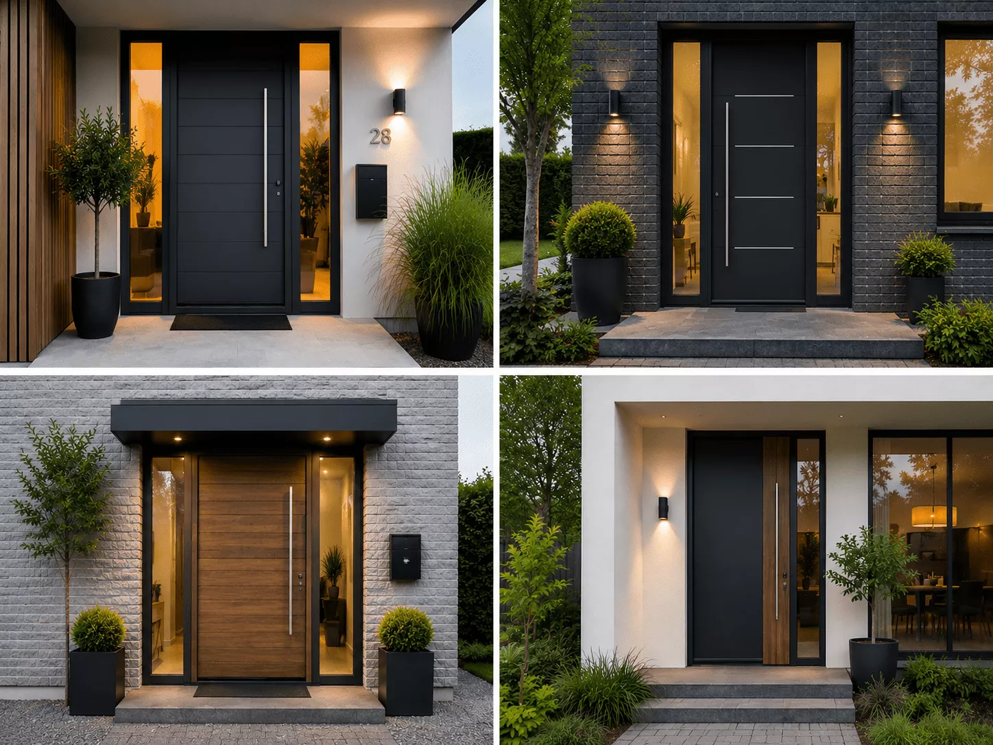 Luxury front doors by Renoco with a modern look, glazed sections and a stylish entrance