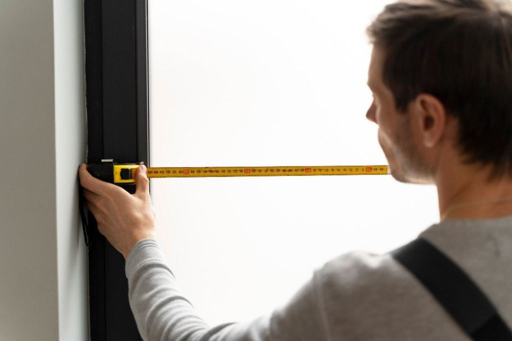 Inmeter van Renoco meet een raam nauwkeurig op voor zonwering, rolluiken of screens.
